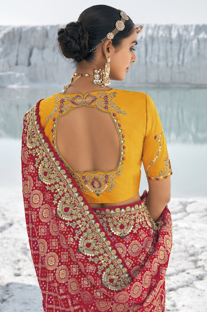 traditional rajasthani wedding sari in red 