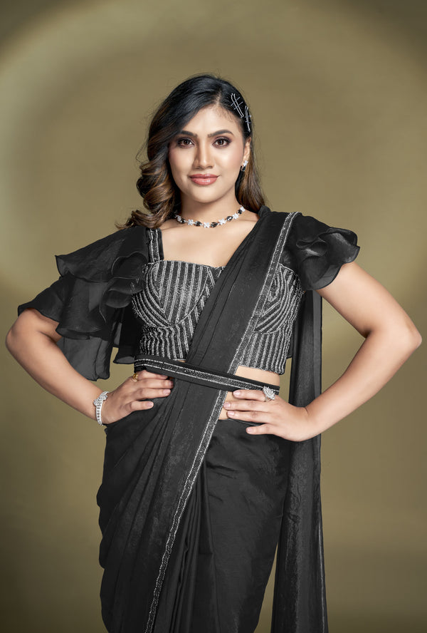 all occasions partywear saree in black