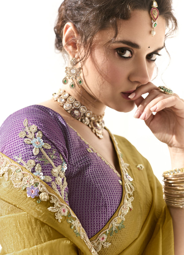 haldi fashion wear sari in yellow